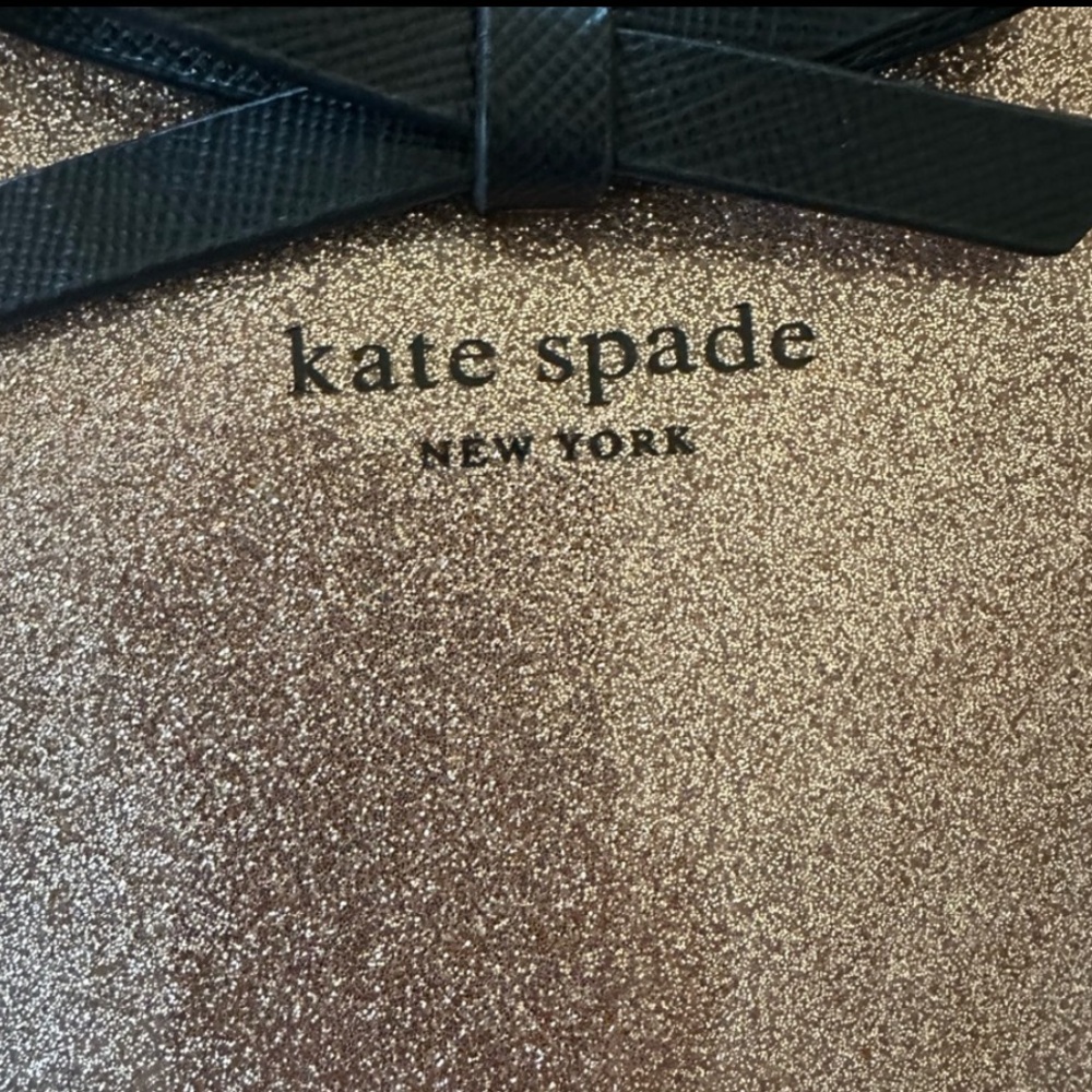 Kate Spade Emery Street Amy Glitter Rose Gold Crossbody With Black Bow - Picture 12 of 14